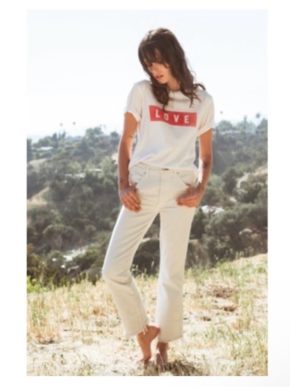 NEW AMO bella high rise boot jean in white oak